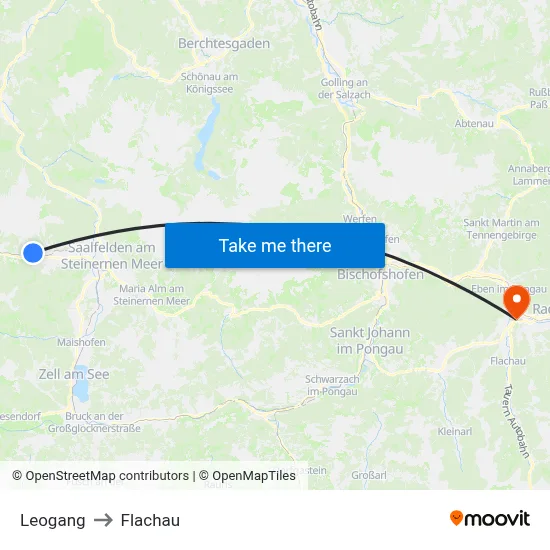 Leogang to Flachau map