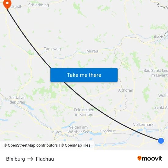 Bleiburg to Flachau map