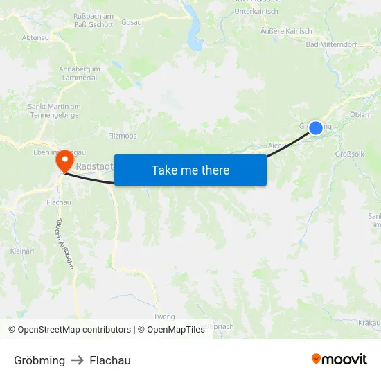 Gröbming to Flachau map