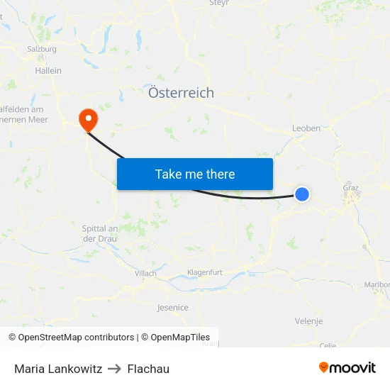 Maria Lankowitz to Flachau map