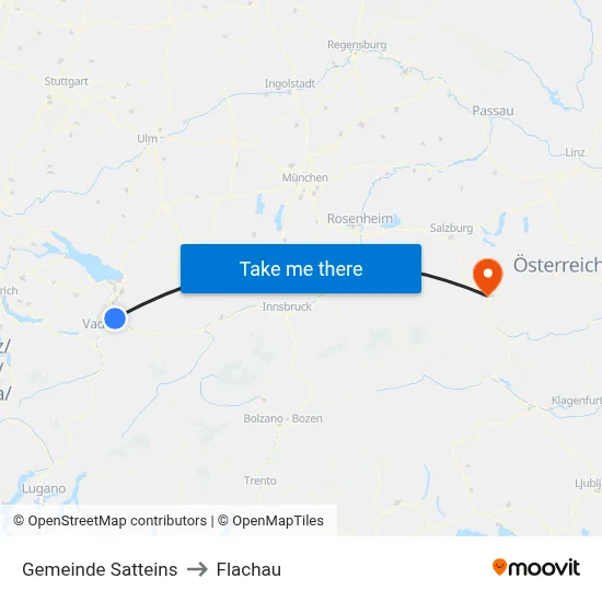 Gemeinde Satteins to Flachau map