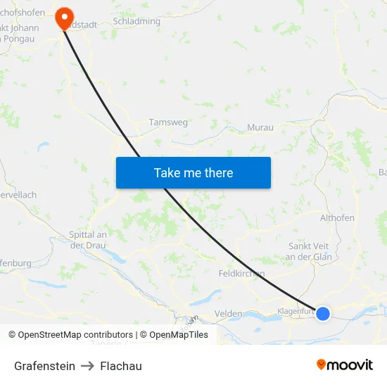 Grafenstein to Flachau map