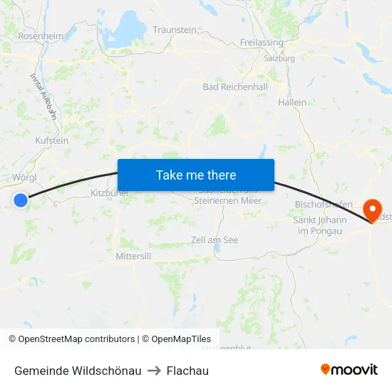 Gemeinde Wildschönau to Flachau map