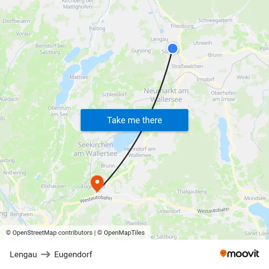 Lengau to Eugendorf map