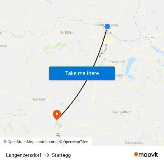 Langenzersdorf to Stattegg map