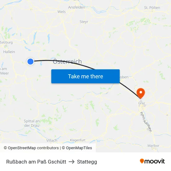 Rußbach am Paß Gschütt to Stattegg map