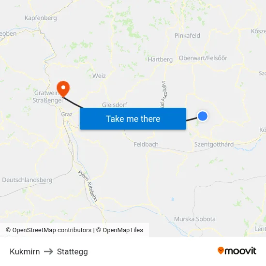 Kukmirn to Stattegg map