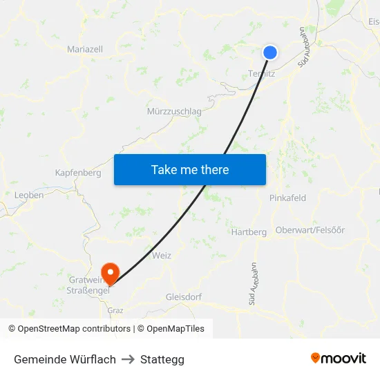 Gemeinde Würflach to Stattegg map