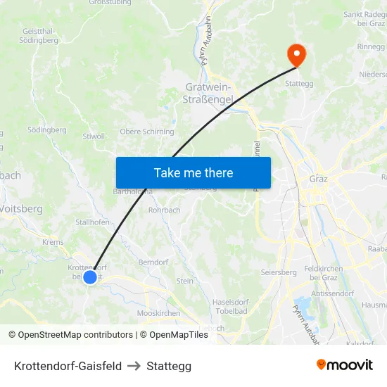 Krottendorf-Gaisfeld to Stattegg map