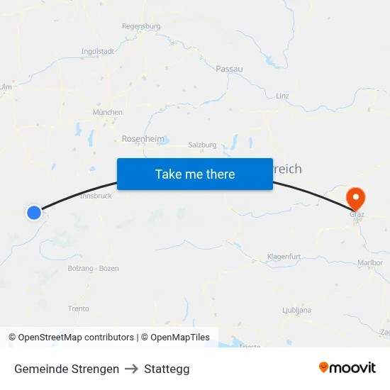 Gemeinde Strengen to Stattegg map