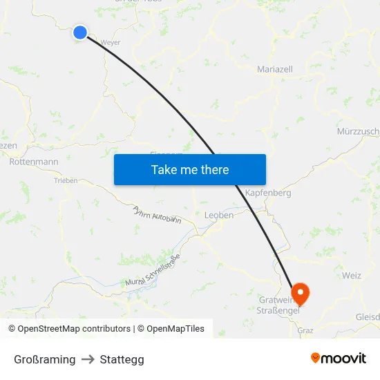 Großraming to Stattegg map