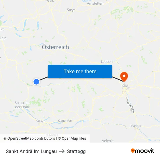 Sankt Andrä Im Lungau to Stattegg map