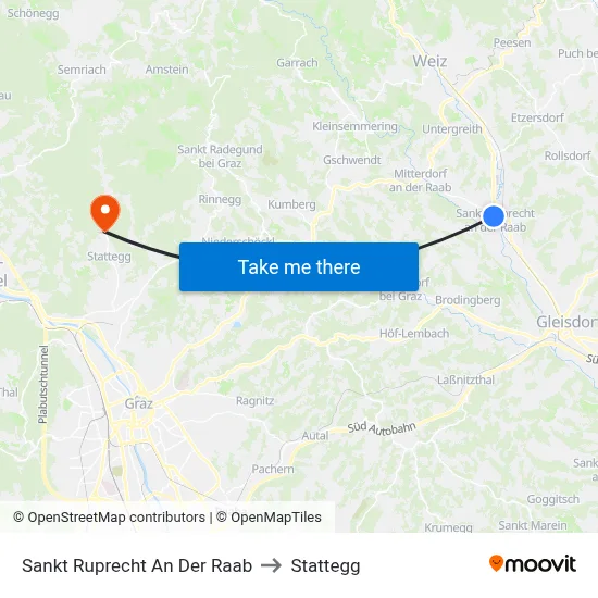 Sankt Ruprecht An Der Raab to Stattegg map