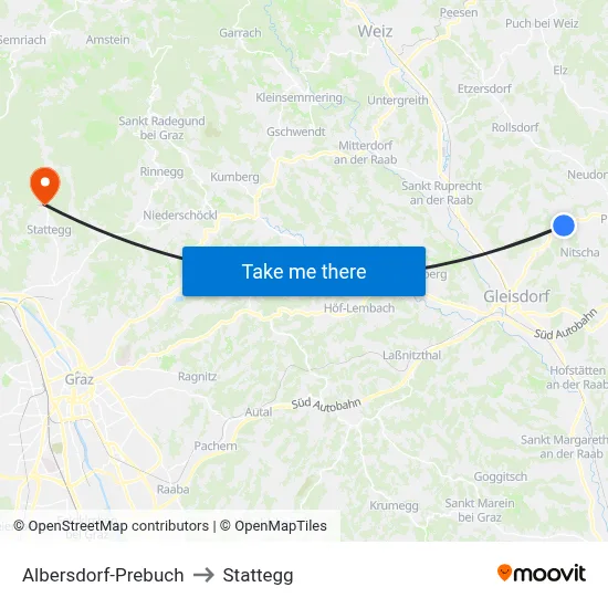 Albersdorf-Prebuch to Stattegg map