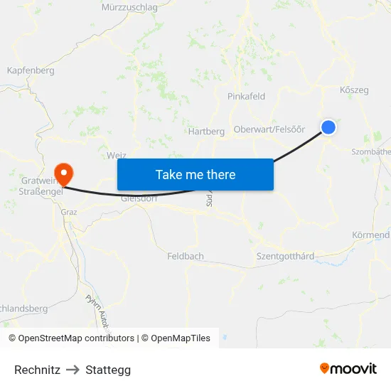 Rechnitz to Stattegg map