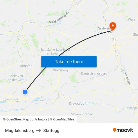 Magdalensberg to Stattegg map