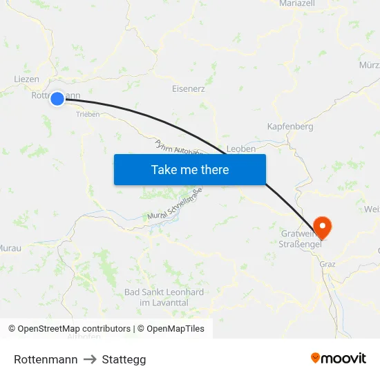 Rottenmann to Stattegg map