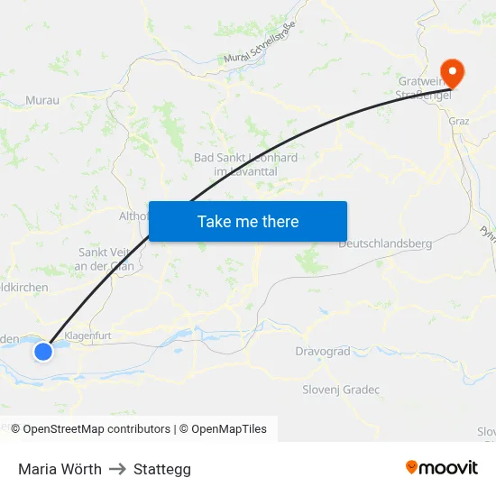 Maria Wörth to Stattegg map