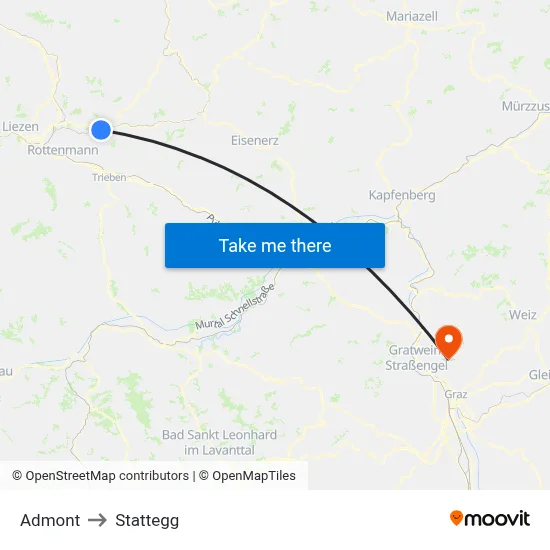 Admont to Stattegg map