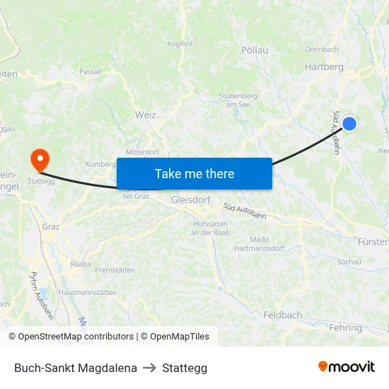 Buch-Sankt Magdalena to Stattegg map