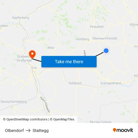 Olbendorf to Stattegg map