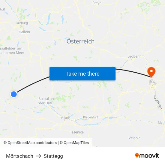 Mörtschach to Stattegg map