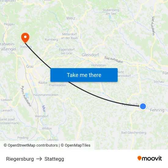 Riegersburg to Stattegg map