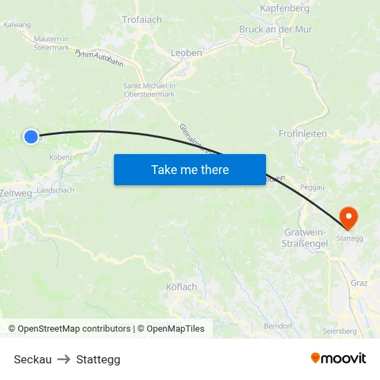 Seckau to Stattegg map