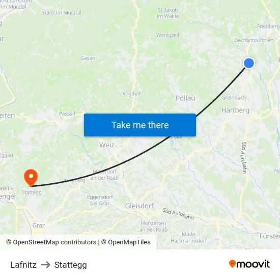 Lafnitz to Stattegg map