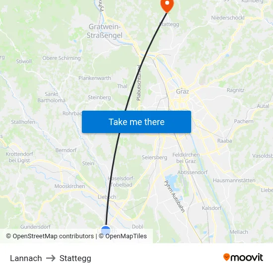 Lannach to Stattegg map