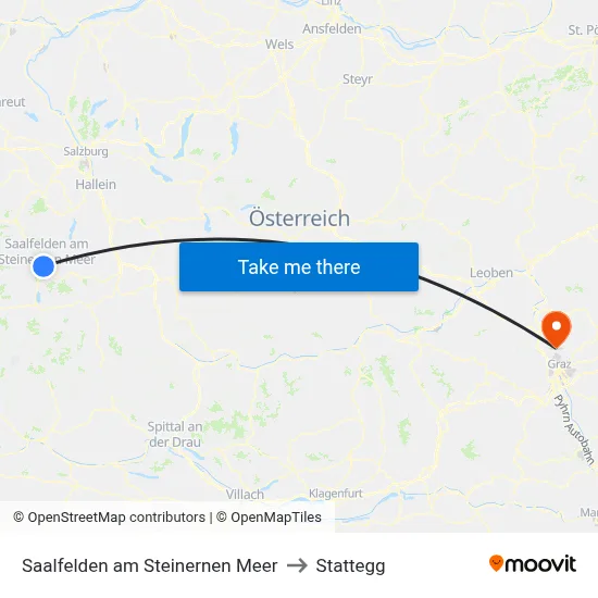Saalfelden am Steinernen Meer to Stattegg map