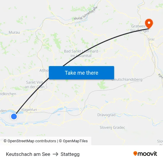 Keutschach am See to Stattegg map