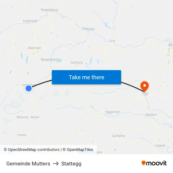 Gemeinde Mutters to Stattegg map