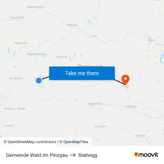 Gemeinde Wald Im Pinzgau to Stattegg map