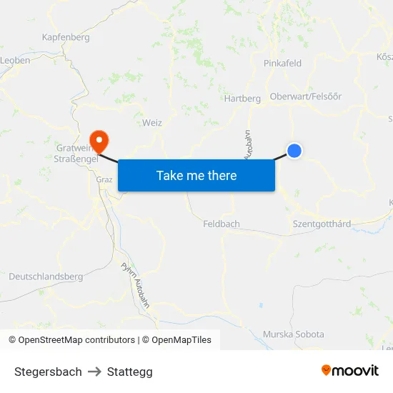 Stegersbach to Stattegg map