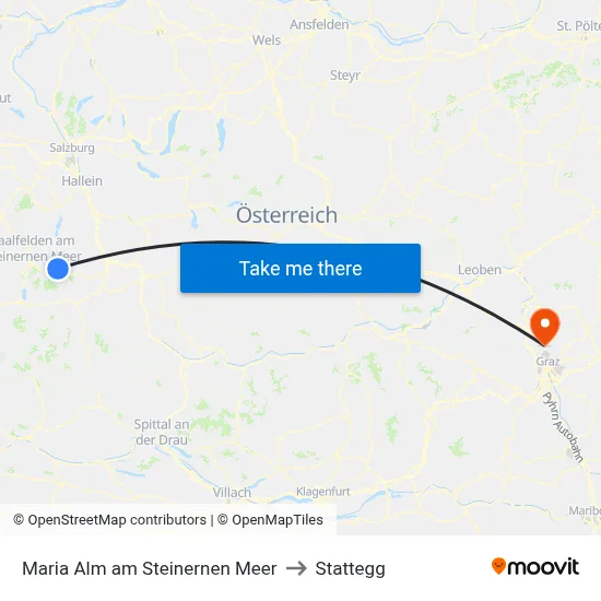 Maria Alm am Steinernen Meer to Stattegg map