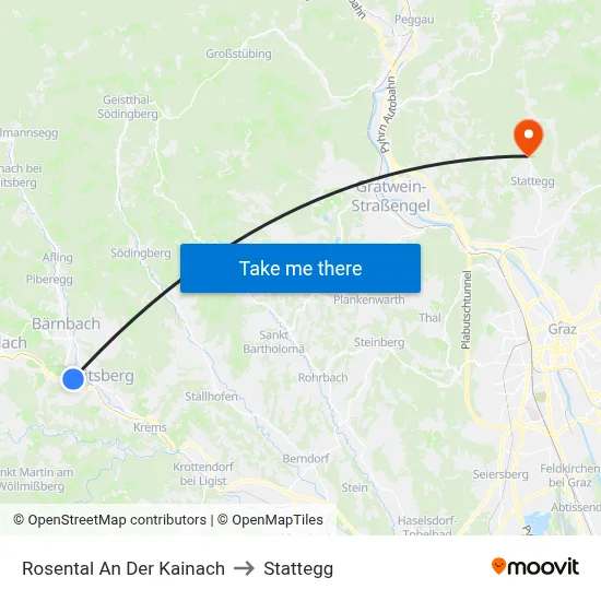 Rosental An Der Kainach to Stattegg map