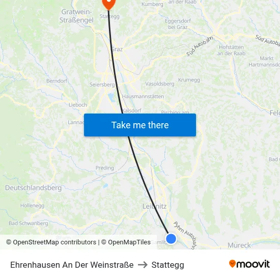 Ehrenhausen An Der Weinstraße to Stattegg map