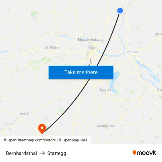 Bernhardsthal to Stattegg map