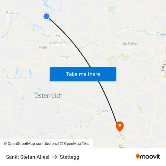 Sankt Stefan-Afiesl to Stattegg map