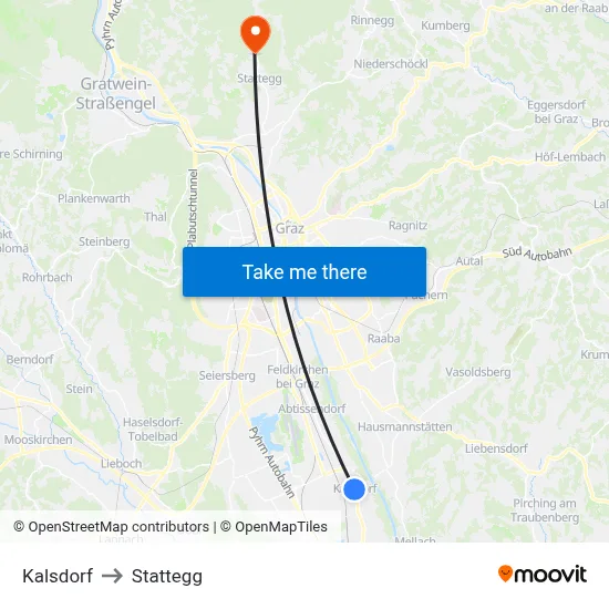 Kalsdorf to Stattegg map