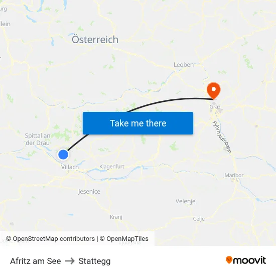 Afritz am See to Stattegg map