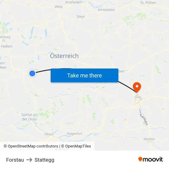 Forstau to Stattegg map