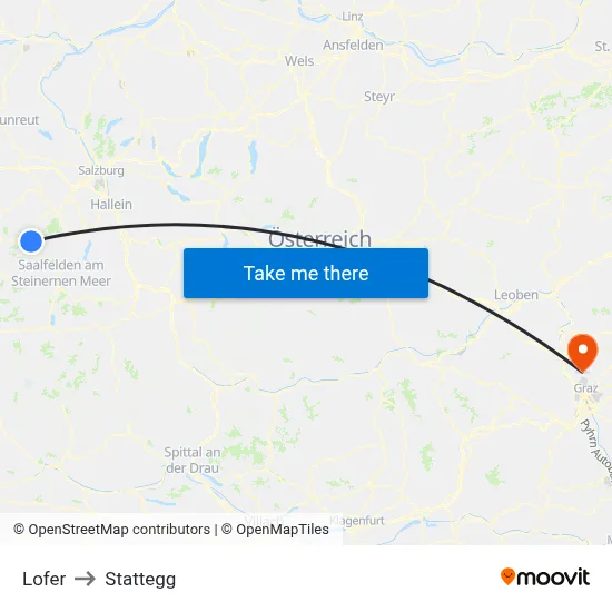 Lofer to Stattegg map