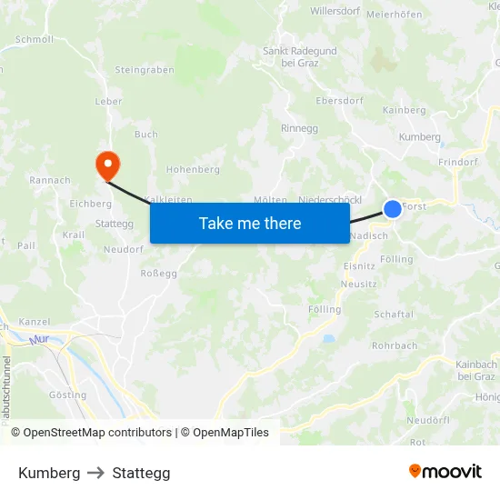 Kumberg to Stattegg map