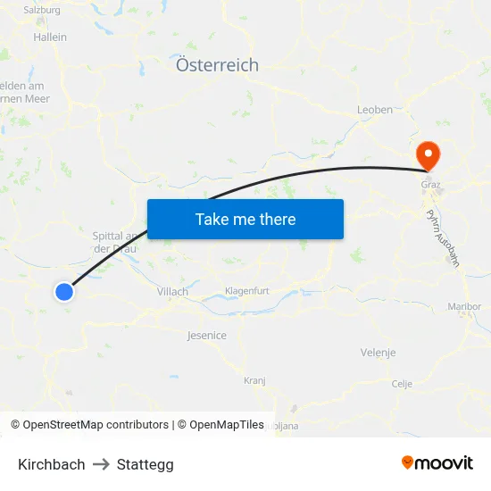 Kirchbach to Stattegg map