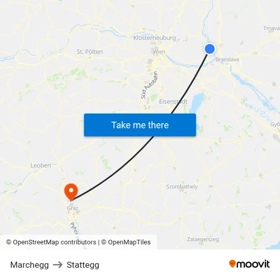 Marchegg to Stattegg map