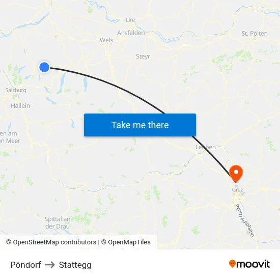 Pöndorf to Stattegg map
