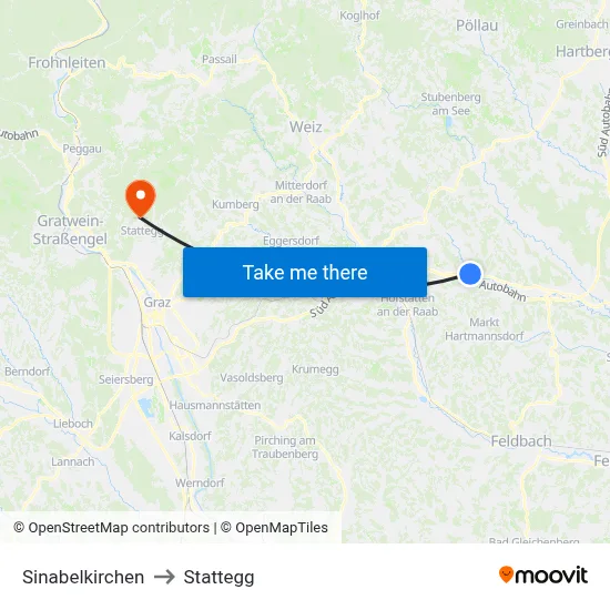 Sinabelkirchen to Stattegg map