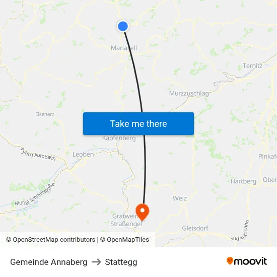 Gemeinde Annaberg to Stattegg map
